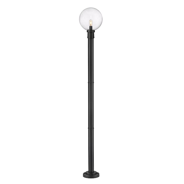Z-Lite Laurent Outdoor Post Mounted Fixture, 1-Light, 12 In.W x 89.5 In.H, Black/Clear Seedy 599PHB-567P-BK - main